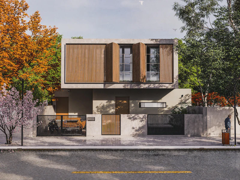 Two-storey town house in concrete and wood