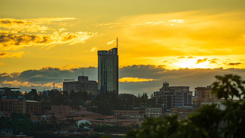 Kigali skyline at sunset